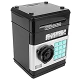 Hochwertiges elektronisches ABS-Sparschwein Simulation Geldautomat Passwort Sparbüchse Geldmünzen Sparbox Geschenk für Kinder(schwarz)