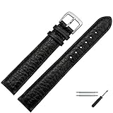 MARBURGER Uhrenarmband 18mm Leder Schwarz Rindsleder XL - Werkzeug Montage Set 7541810000120