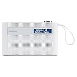 MEDION P66007 tragbares DAB+ Radio (DAB Plus, UKW, Bluetooth, 60 Senderspeicher, dimmbares Display, integrierter Akku, Teleskopantenne) weiß