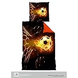 FUSSBALL BETTWÄSCHE SCHABOWSKY ORANGE CA: 135/200+80X80 CM NEU -FANSELLER
