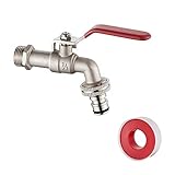 Ibergrif Wasserhahn Waschmaschine 1/2 zoll mit Schlauchanschlüsse - Kugelhahn Frostsicher -10℃, High Temperature Resistance 120℃, Absperrhahn Tropffrei, Wasserhahn Aussen Messing