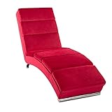 Mingone Relaxliege mit rückenlehne liegestuhl Wohnzimmer Samt Ergonomisch Liege Relax Holiday Loungesessel Liege mit Modernem Design Liegesessel (Weinrot, 1)