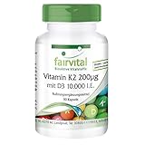 Vitamin D3 + K2 Kapseln - Vitamin D3 10.000 I.E Depot + Vitamin K2 MK-7 200mcg pro Kapsel - HOCHDOSIERT & Vegan - 90 Kapseln - nur 1 Kapsel alle 10 Tag