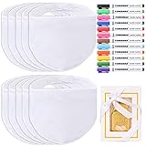 Baby Lätzchen zum Bemalen,Faburo 10PCS Baby Lätzchen Dreieckstuch Baby Weiß Sabberlätzchen Lätzchen Doppelseitig Baby lätzchen Baumwolle mit 1Pcs Flaschenöffner 12 Bunten Textilstiften für Babyparty