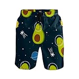 No Herren-Badehose, niedlich, Cartoon-Avocado, Obst, Weltraum, Planet, Strand, Bademode mit Netzfutter und Taschen, S, mehrfarbig, Verschiedene Größ