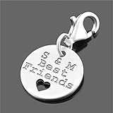 Charm Anhänger mit Gravur ❤️ Silberschmuck mit Namen ❤️ Freundschaft Geschenk Beste Freunde Schmuck kleiner Schlüsselanhänger 925 Silber | HANDMADE IN GERMANY