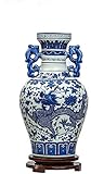 Vase Dekoration Double Ears Keramik Drache Blau Weiß Retro Blau Und Weiß Porzellan Home Wohnzimmer Dekoration Ornamente JXLBB