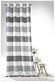 heimtexland ® Ösenschal Leinen Optik Natur Vorhang 245x140 Gestreift Anthrazit Grau Typ633