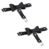 Jurxy Leder Strumpfband 2 PCS Oberschenkel Ring Harness Suspender Gothic Gummi Nieten Strapsbänder Verstellbare mit Metall Clip - Schwarz Schmetterling