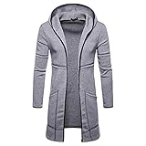 HUYURI Mantel Herren Wintermantel Mittlere LäNge Mantel Slim Fit Lange Jacke Trenchcoatmit Stehkragen Business Herrenmantel Knopfleiste Einfarbig Winterjacke Herren Trenchcoat Fleece Long