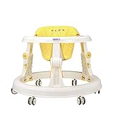 FBDGNG Baby Walker – mit Rädern, Multifunktions-Anti-Roll-Lenker, für Kinder, One-Touch, faltbar, zum Fahren, verstellbar, 3. Gang, Gelb