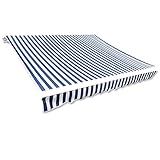 (Blitzlieferung) Markise, Überdachung Haustürvordach, Türvordach, Transparent, Sonnenschutz Für Ersatz Markisentuch Markisenbespannung Canvas Blau & Weiß 6 x 3 m (ohne Rahmen)