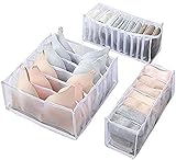 Unterwäsche Aufbewahrungsboxen, Nylon Schubladen Kleiderschrank Veranstalter, Schrank Und Schubladen Ordnungssystem,Faltbox Kleiderschrank Organizer,FüR BHS,Socken, Unterhosen (6+7+11 Zellen - Beige)