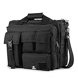 GES Multifunktion Herren Militärische Taktische Nylon Schulter Laptop Messenger Bag Aktentasche Handtaschen Laptop Tasche Schultasche Große Genug für 15.6'Laptop/Kamera (Schwarz)