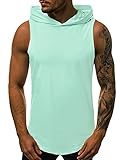 OZONEE Herren Tank Top Tanktop Kapuze Tankshirt Ärmellos Bodybuilding Shirt Unterhemd T-Shirt Tshirt Tee Muskelshirt Achselshirt Trägershirt Ärmellose Training 777/5694BO PFEFFERMINZ M