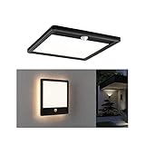 Paulmann 94665 LED Außenleuchte Panel Lamina mit Bewegungsmelder IP44 eckig incl. 1x14,5 W Warmweiß Schwarz Außenpanel Kunststoff Lichtpanel 3000