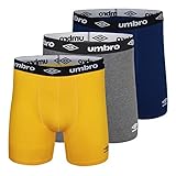 UMBRO Herren Boxershorts, Baumwolle, Stretch, 15,2 cm, Marineblau/Gelb/Eisengrau, Größe XXL