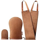 Celecily Tan Mitt Applicator - Bräunungshandschuh Set mit Samt Bräunungshandschuh für Bräunungshandschuh, Self TanBack Applikator, Gesichtsbräunerhandschuh, wiederverwendbarer Bräunung