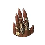 KINGVON 9-11 PCS Vintage Snake Knuckle Stapelringe Boho Stapelbare Fingerringe Set Retro Gold Mini Joint Nagel Geschnitzte Ringe Schmuck Geschenke für Frauen Teen M