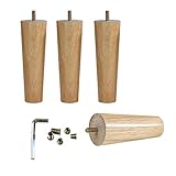 Set 4 Holz Möbelfüße,M8 Bolzen Massivholz Möbelbeine Sofa Beinen,Kegelförmige Ersatz Tischbeine Möbelfüsse,für Couch,Bett,Sessel,Schrank Füße,Hardware Zubehör (27cm)