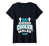 Damen So Sieht Ein Richtig Cooler Maler Aus Künstler lustig Spruch T-Shirt mit V