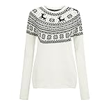 Weihnachten Christmas Sweater Pullover Damen Weihnachtspullover Xmas Einhorn Rudolph Rentier Strickpullover Weihnachtsparty Oberteile Elegant Oversize Rundhals Rentiermuster Lustig Christmas Sw