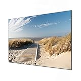 banjado® Glas Magnettafel mit 4 Magneten - Magnetwand 60x40cm mit Motiv Dünen - Memoboard/Pinnwand magnetisch, beschreibbar, perfekt für die Küche - Magnetboard auch als Wandbild/W