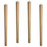 4er Set Tischbeine Eiche roh H 710 mm/Ø 60/40 mm mit Gewindestift M10 Ideal für Küchen & Ess-Tische/Tischfüße Holz Möbelfüße von SO-TECH®