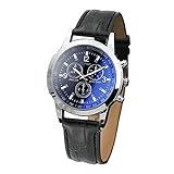 Blue Mens Quartz Analog Watches, Mode Blu Uhr Magie Glas Blaulichtuhr, Armbanduhrund Elegante für Männer, Herrenuhren Automatische Mechanische (Schwarz)
