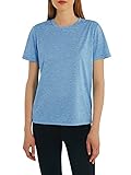 Woolicity Damen T-Shirt Kurzarm Yoga Tops Casual Sport Shirt Running Fitness Shirts Sportbekleidung Kurzarm Oberteile Top Hellblau M