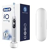 Oral-B iO 6 elektrische Zahnbürste, 1 Grauer Griff, 1 Ersatzbürste, 1 Reiseetui, Schwarz und Weiß