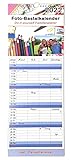 DIY Fotokalender zum selbstgestalten 2022 - Kalender mit 4 Spalten als Familienplaner | Familienkalender mit Ferientermine aus festem Bastelpapier | Bastelkalender selbst gestalten in 19 cm x 52