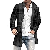 Herren-Sweatshirt, Hoodie, Pullover, Winter, weich und bequem, einfarbig, schmal, lang, einreihig, Wolle, Trenchcoat, winddicht, Oberbekleidung für den täglichen Gebrauch im Freien, Schwarz , XXXXL