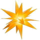 Nipach GmbH Weihnachtsstern gelb PVC 10 LED warm weiß Ø 35 cm- 3D Lichter-Stern Dekostern Fensterdeko Dekostern Weihnachtsdeko Batterie Timer Xmas-Dek