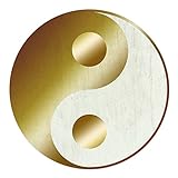 Logbuch-Verlag Wandbild Yin und Yang Silber Gold 31 cm - Wanddeko spirituelles Symbol Türschild Schild für Türe Wand gedruckt auf Alu Dib