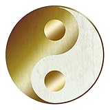 Logbuch-Verlag Wandbild Yin und Yang Silber Gold 31 cm - Wanddeko spirituelles Symbol Türschild Schild für Türe Wand gedruckt auf Alu Dib