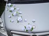 Prezer 3 Rosen mit Rattan weiß Autoschmuck