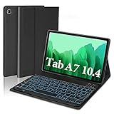 SENGBIRCH Beleuchtete Tastatur Hülle für Samsung Galaxy Tab A7 10.4', Bluetooth Tastatur (Deutsch Layout) mit Robusten Hülle für Galaxy Tab A7 (T500/T505/T507) - Schw