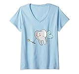 Damen Fasching & Karneval Zahnfee - Shirt mit Zahn T-Shirt mit V
