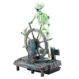 Smandy Aquarium Dekoration Piratenkapitän Skeleton on Wheel Action Aqua Ornaments Aquarium Ornamente ideal für kleine Garnele Fisch Schildkröte, 11,5 x 7,5 x 15