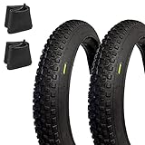 Ecovelò Copertoni 26 X 4.0 (100-559) + Camere Con V.a. Pneumatici Per Fat Bike Gomme Bici MTB 2 Reifen Kammern X, Schwarz, 26