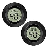 2er-Pack LCD Digital Hygrometer Thermometer, Innen-Außenfeuchtemessgerät Temperaturmesser für Luftbefeuchter Luftentfeuchter Gewächshaus Keller Babyzimmer, schw