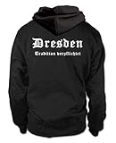 shirtloge - Dresden - Tradition verpflichtet - Fussball Fan Kapuzenpullover Hoodie - Größe XL