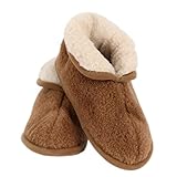 Primo Line Camel Hüttenschuhe - komfortable gefütterte Hausschuhe mit Anti-Rutsch-Sohle - warme Pantoffeln - bronz (42-43 EU)