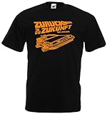 Delorean T-Shirt zurück in die Zukunft Kult Schwarz-orange L