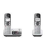 Panasonic KX-TGE520GS DECT Seniorentelefon mit Notruf Silber-schwarz & KX-TGQ500GS Seniorentelefon (DECT IP-Telefon (schnurlos) mit großen Tasten, Notruftaste, Rentner Telefon für Hörgeräte) Silb