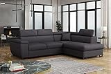 Nathan Ecksofa mit Bett und Aufbewahrungsbox, modernes Design, mit Kopfstützen (Dunkelgrau)
