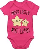 Shirtracer Mutter Geschenke Tochter & Sohn Baby - Unser erster Muttertag - 1/3 Monate - Fuchsia - Stern - BZ10 - Baby Body Kurzarm für Jungen und M