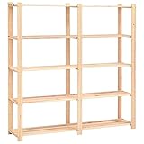 Kiefer Massiv Lagerregal 5 Böden 500kg Kellerregal Holzregal Steckreg