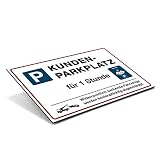 (Weiß, Schild Alu-Verbund 300x200x4 mm) Hinweis-Schild/Text: KUNDEN-PARKPLATZ maximale Parkdauer: 1 Stunde mit Parkscheibe Widerrechtlich parkende Fahrzeuge werden kostenpflichtig abgeschlepp